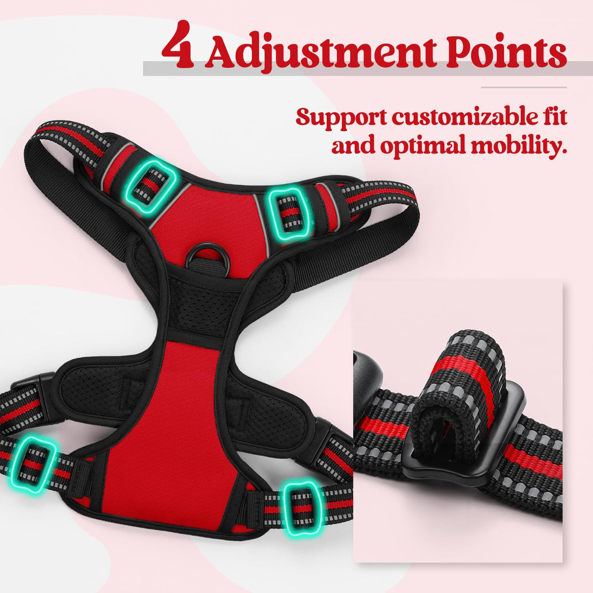 Dog Harness No Pull for Small Dogs with 2 Leash Clips (Small / Red)