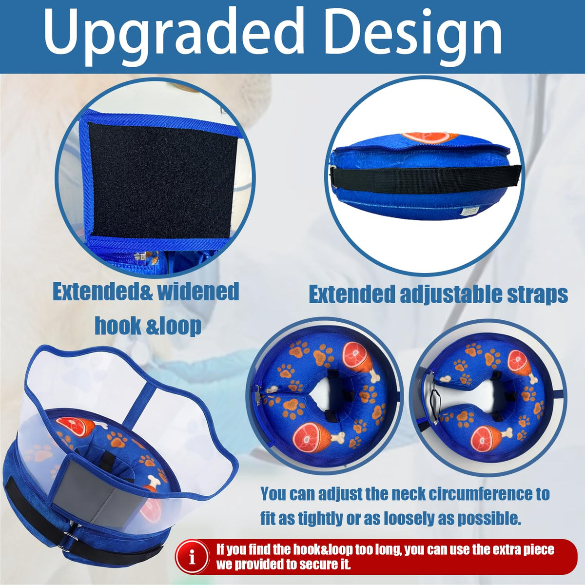 Inflatable Dog Cat Cone Collar with Transparent Shield for After Surgery (M(Neck:8"-10"))
