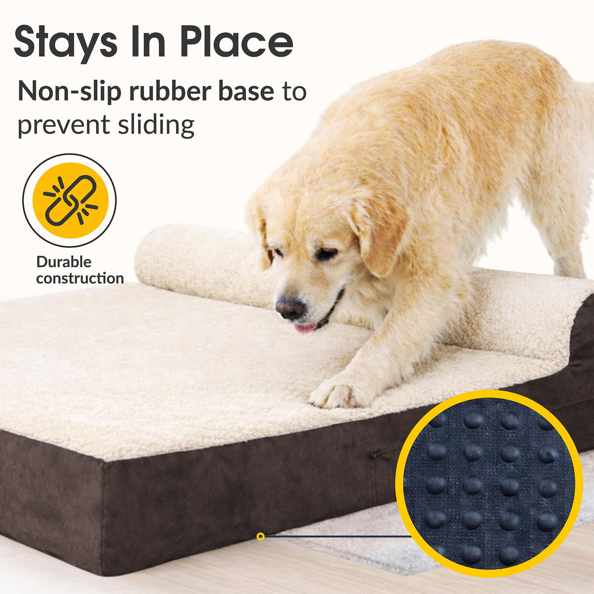Jumbo Orthopedic Dog Bed (Brown-Plush Top / XL - 50"x34"x10")