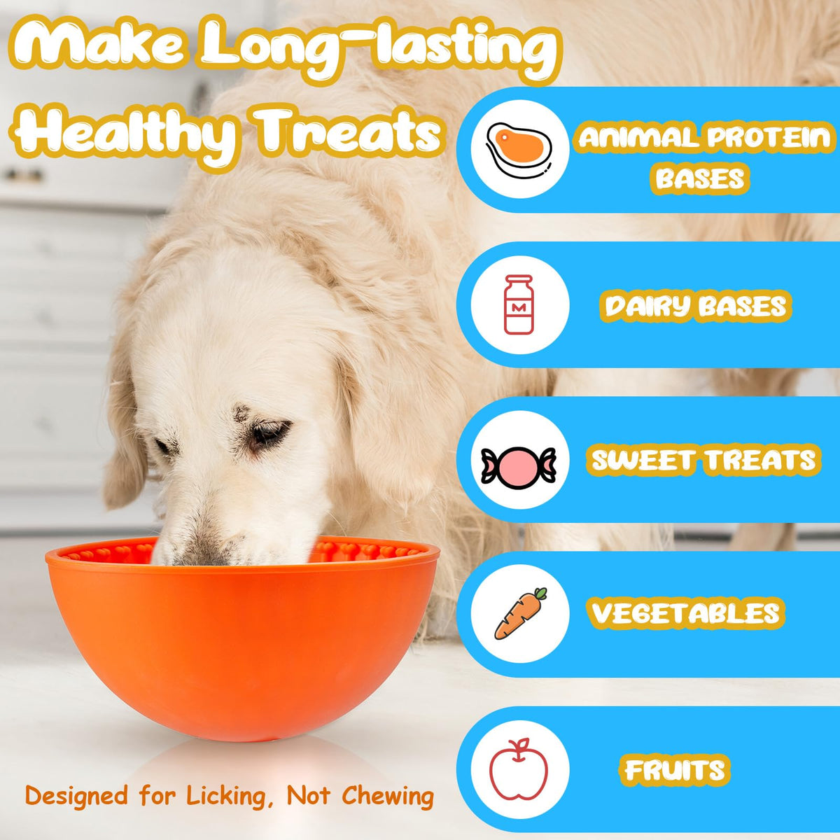 2 Pcs Dog Lick Bowl (Blue, Orange)