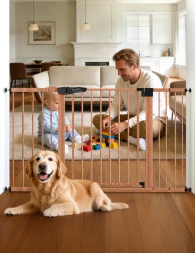 29 55" Extra Wide Baby Gate (Brown Wood Pattern / 30" Tall, 29-55" Wide)