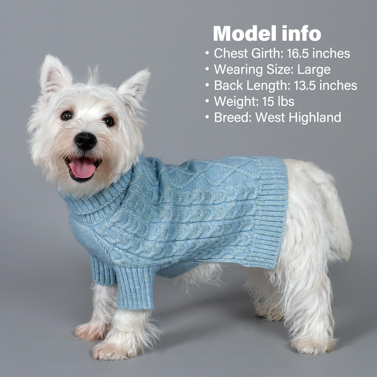 Dog Sweater for Small Dogs Turtleneck Thick Knit with Sleeves (Medium / 08# Blue)