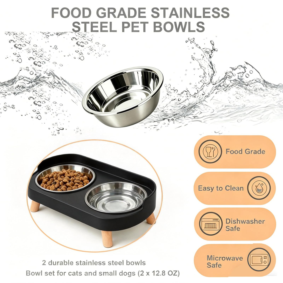 Elevated Dog Bowl (Black / Small)