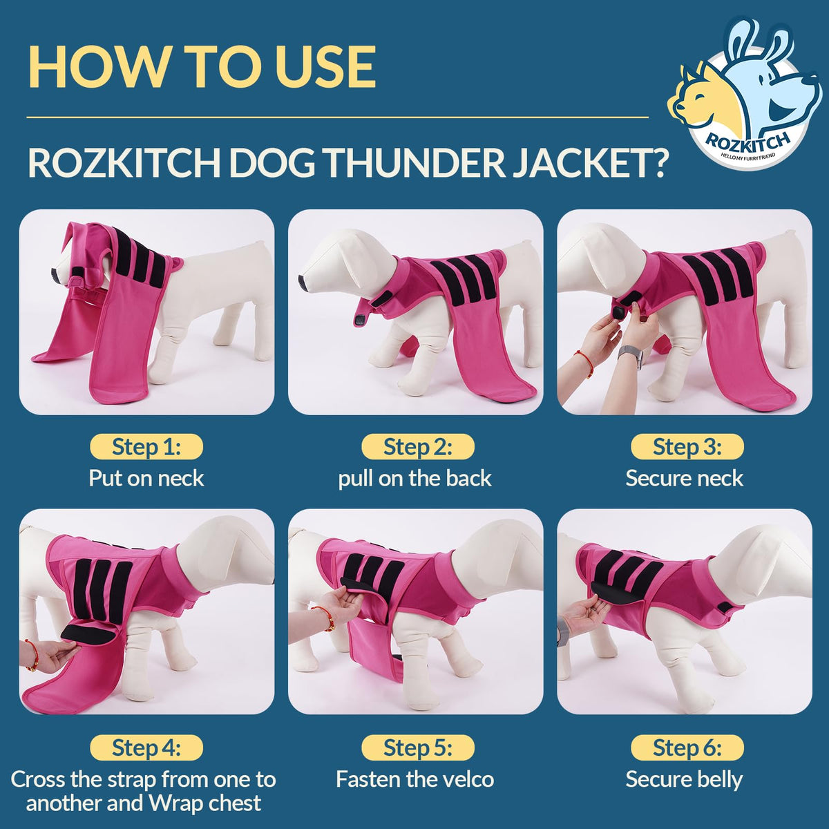 Dogs Anxiety Vest for Calming in Fireworks July of 4th Holiday (Rose-Red / XL(Chest:30.7"-35.4"))