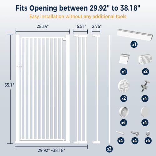55" Extra Tall Cat Gate (55" Height, 35.43-38.18" Wide)