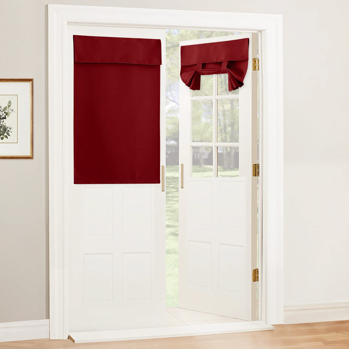 Kitchen Window Curtains Stick on Small Curtains for Back Door (Burgundy Red / 30"W x 40"L (Pack of 1))