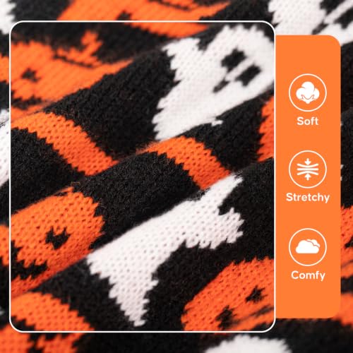 Dog Halloween Sweater for Small Dogs Knit Pet Outfit with Pumpkin (Medium (7-11lbs) / 01#Halloween pumpkin)