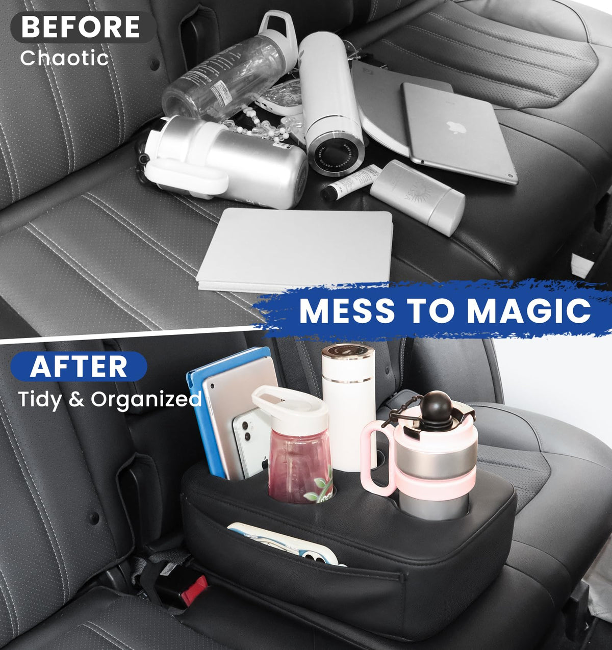 Back Seat Cup Holder for Car (Side Pockets)