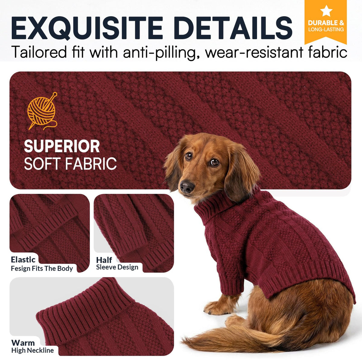 Dog Sweaters for Large Dogs (Large / Wine-Red)