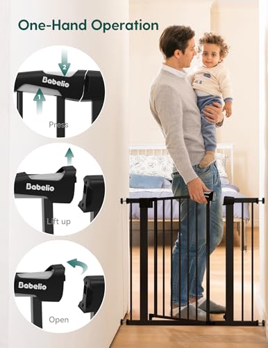29 55" Extra Wide Baby Gate with Door (Black / 30" Tall, 29-55" Wide)