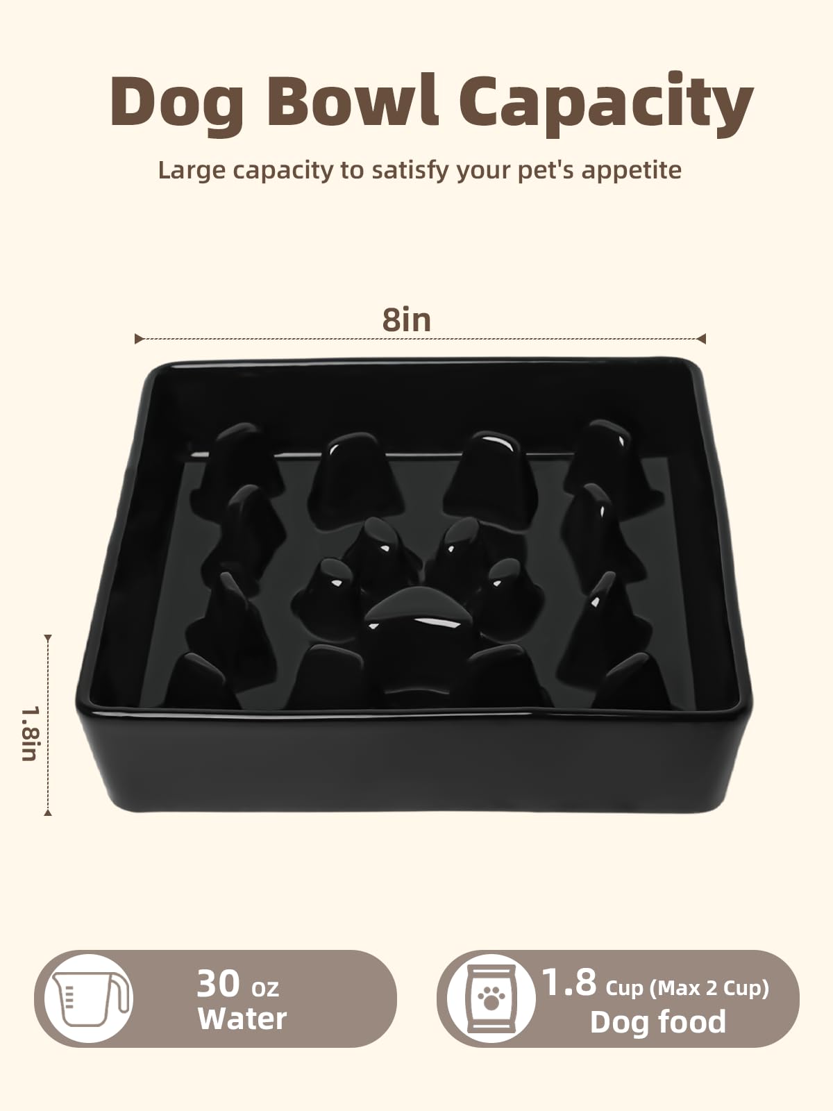 Dog Slow Feeder Bowls (Black / M-1.8 Cups)