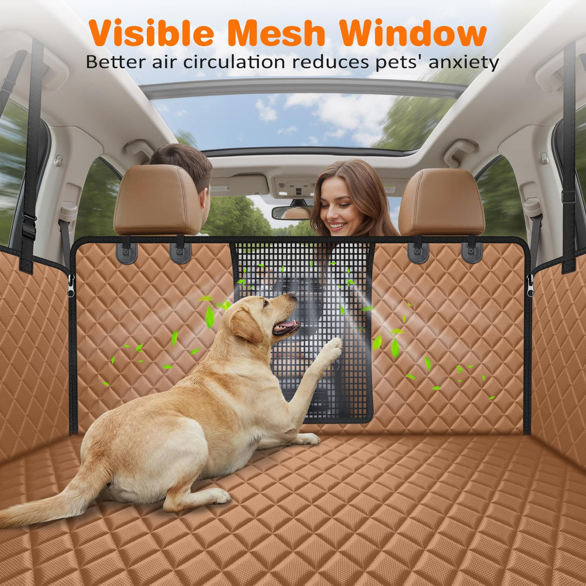 4 in 1 Dog Car Seat Cover for Back Seat (Brown / Standard)