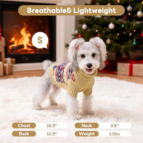 Ugly Christmas Dog Sweater with Leash Hole (X-Small / khaki)