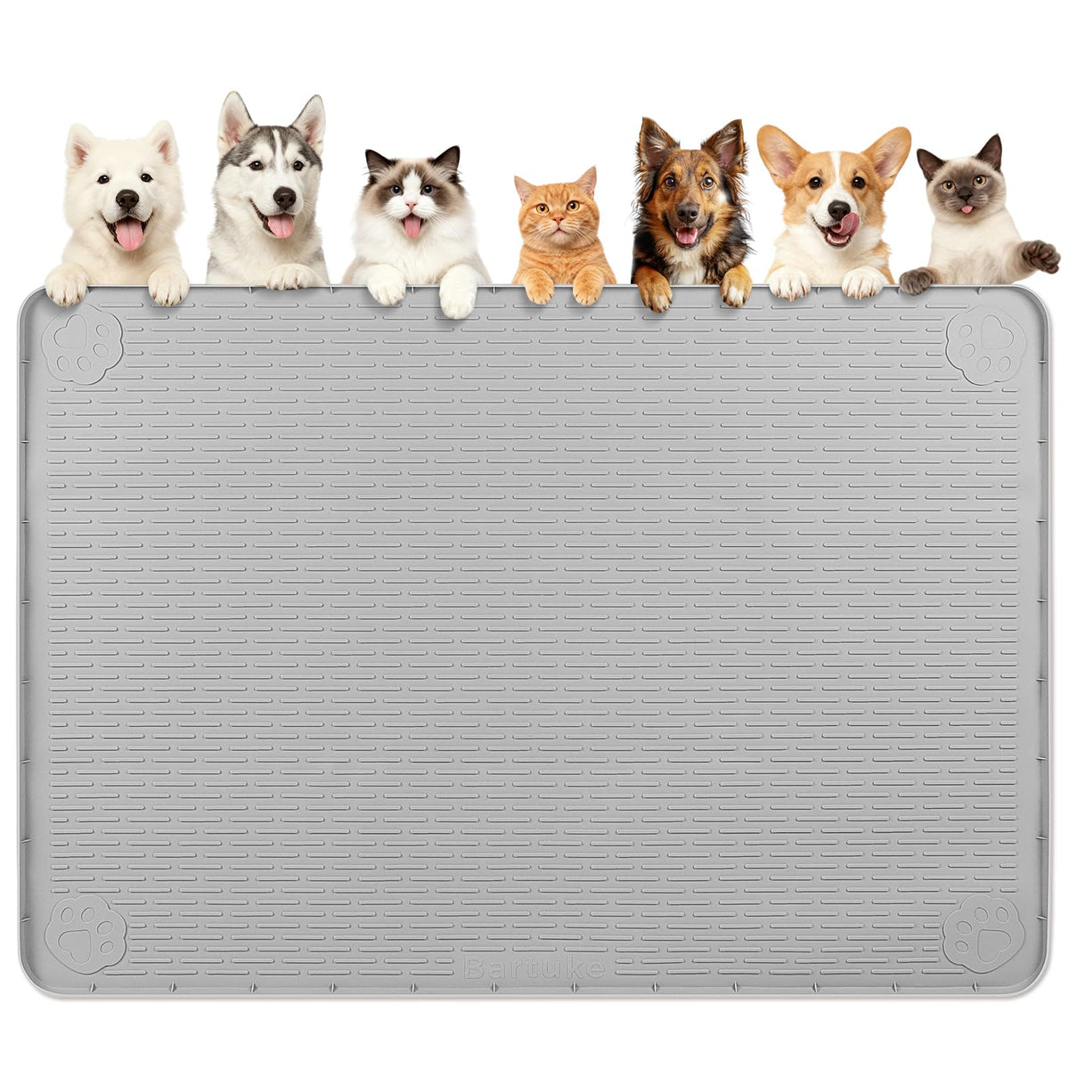 Dog Food Mat 70''x45'' Extra Large Dog Mat for Food and Water (70"L x 45"W / Light Grey)