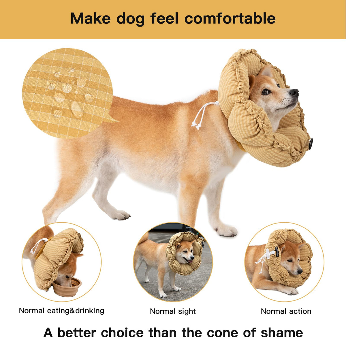 Soft Dog Cones for Medium Dogs (XL-Standard / Yellow)