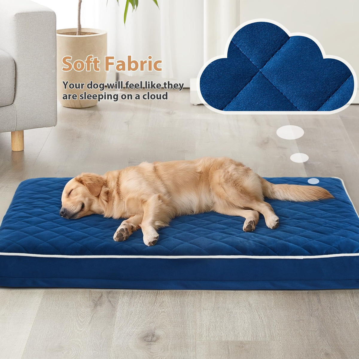 Orthopedic Giant Human Dog Beds for Adult & Dog Cozy Sleep (Blue / 61"L x 43"W x 4"Th)