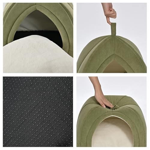Cat Bed Cave 2 (Green / L-17.5"×17.5"×17.5")