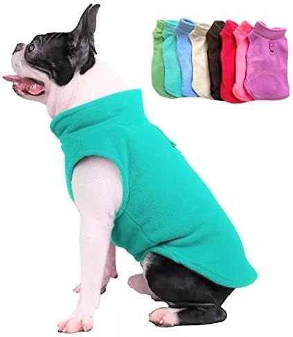 Dog Fleece Vest Sweater w Leash Ring (L (10-16lbs) / Turquoise)
