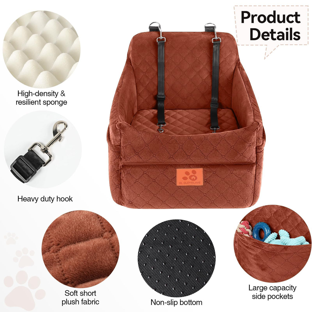 Dog Car Seat for Small (Brown)