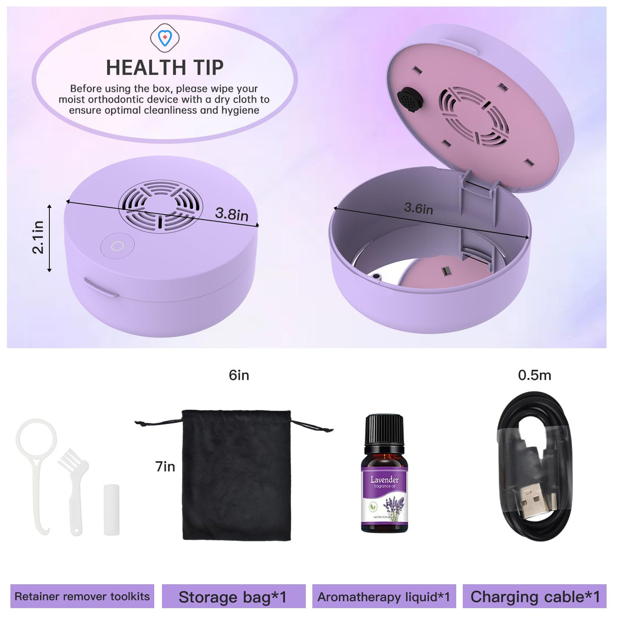 U V Retainer Case with Fan (Purple)