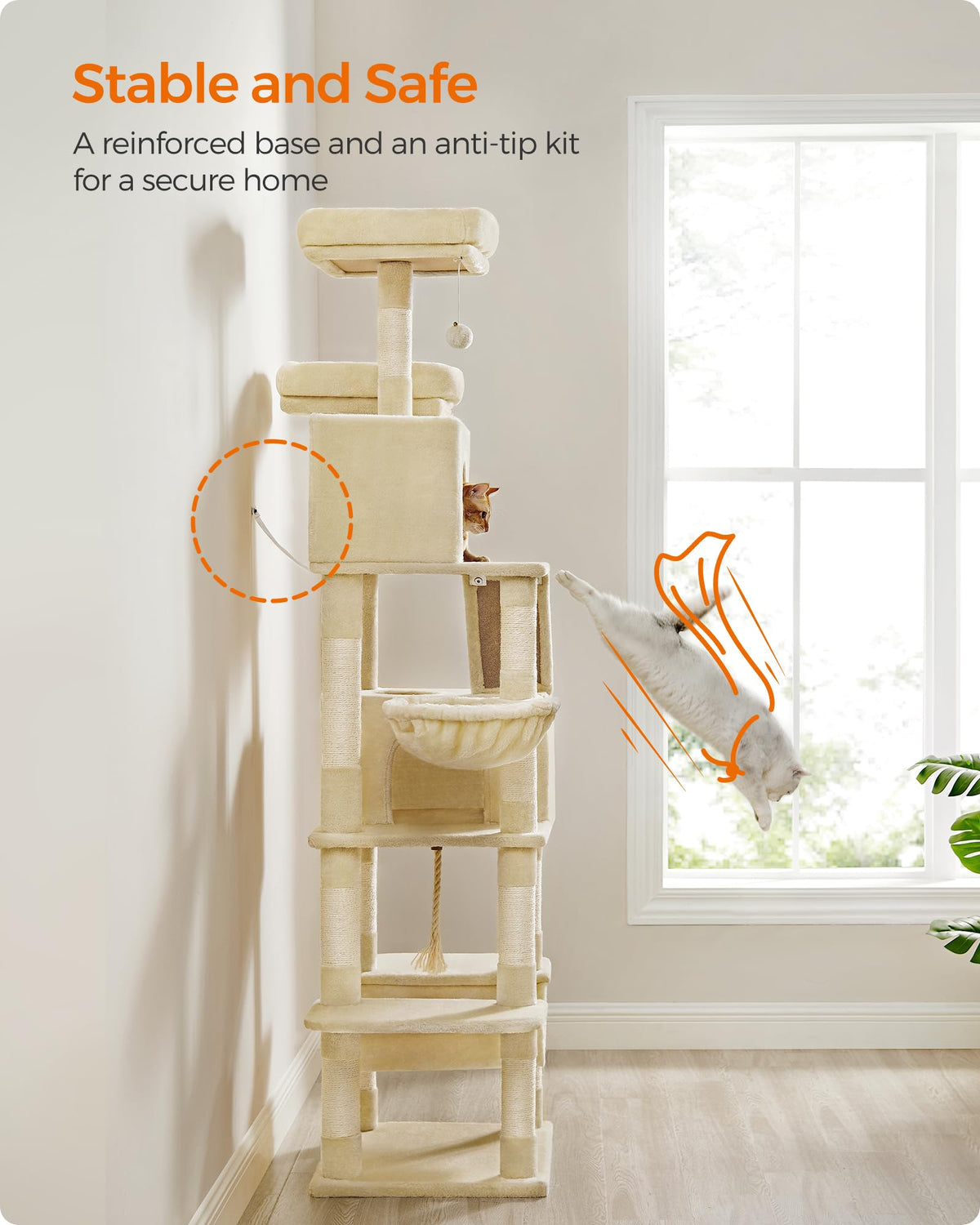 Cat Tree 81.1 (Beige / XXL (23.6"L x 19.7"W x 81.1"H))