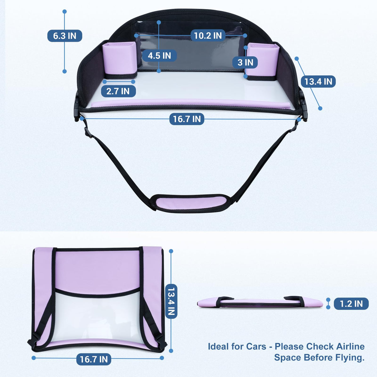 Kids Travel Tray for Car Seats (Purple)