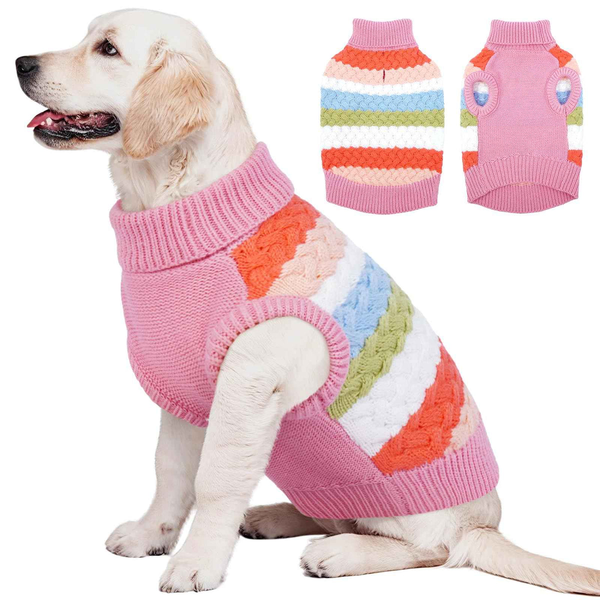Dog Sweater Warm Dog Sweaters for Extra Large Dogs Girl (XXX-Large (Chest: 27.9''; Weight: 35- 58LB) / Pink)