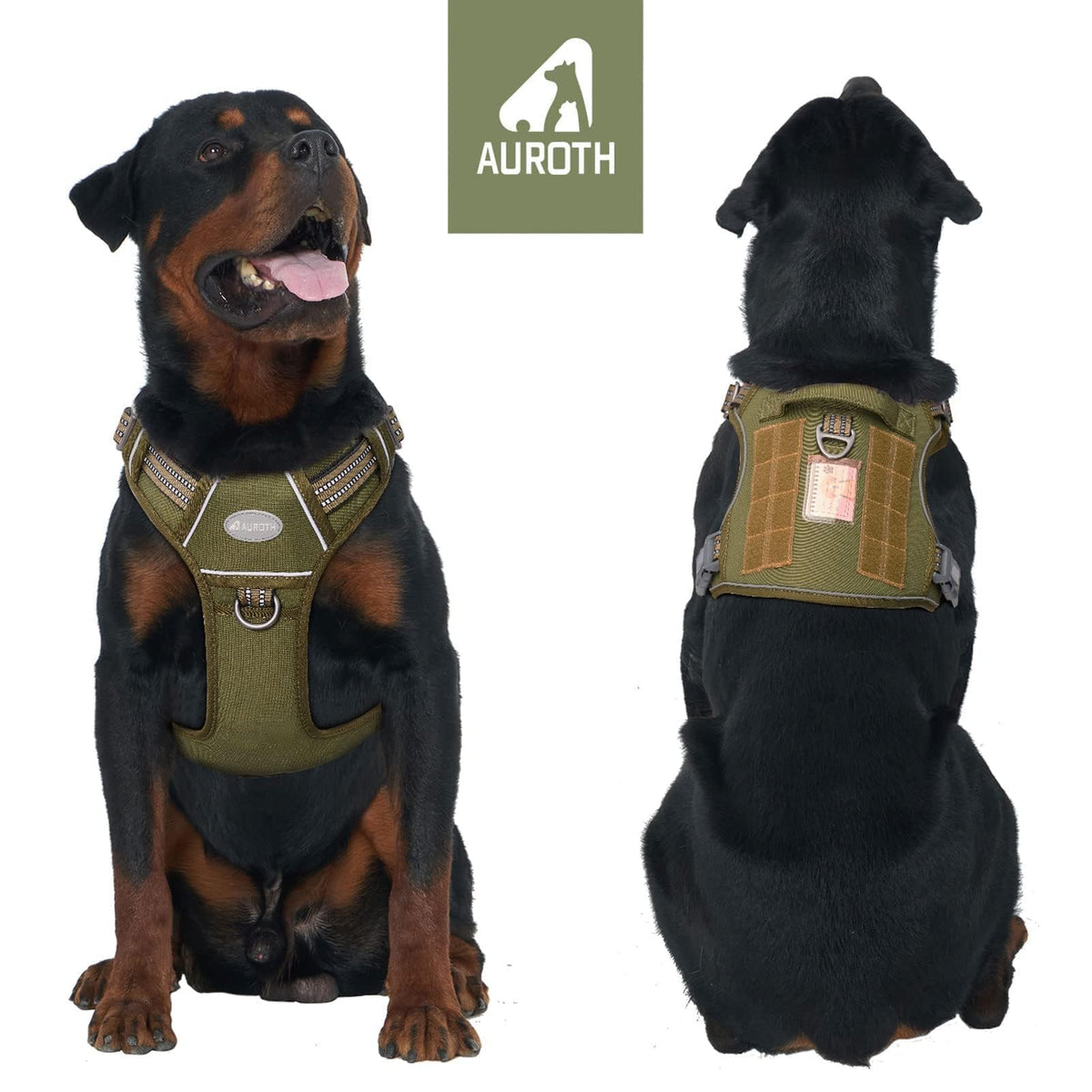 Dog Harness for Large Dogs (Green / L(Neck:18-29",Chest:24-37"),45-80 lbs)
