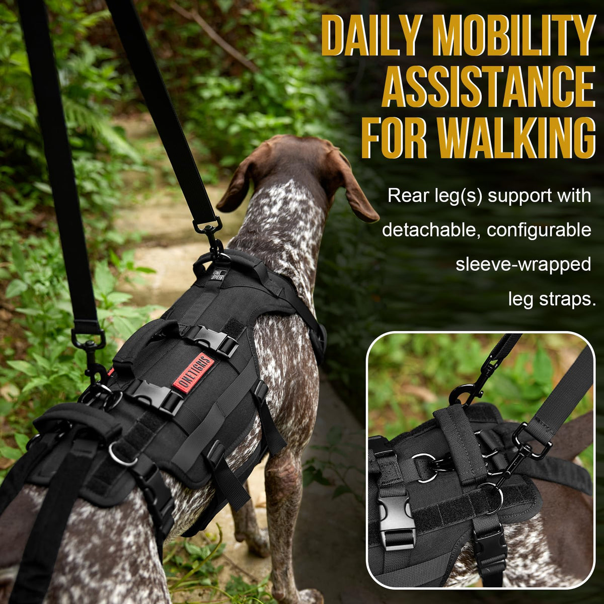 Dog Lift Harness for Large Dogs (Black / XXL)