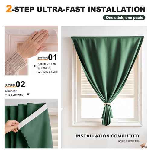 Self Adhesive Curtains (35"W x 59"L (Pack of 2) / Sage Green)
