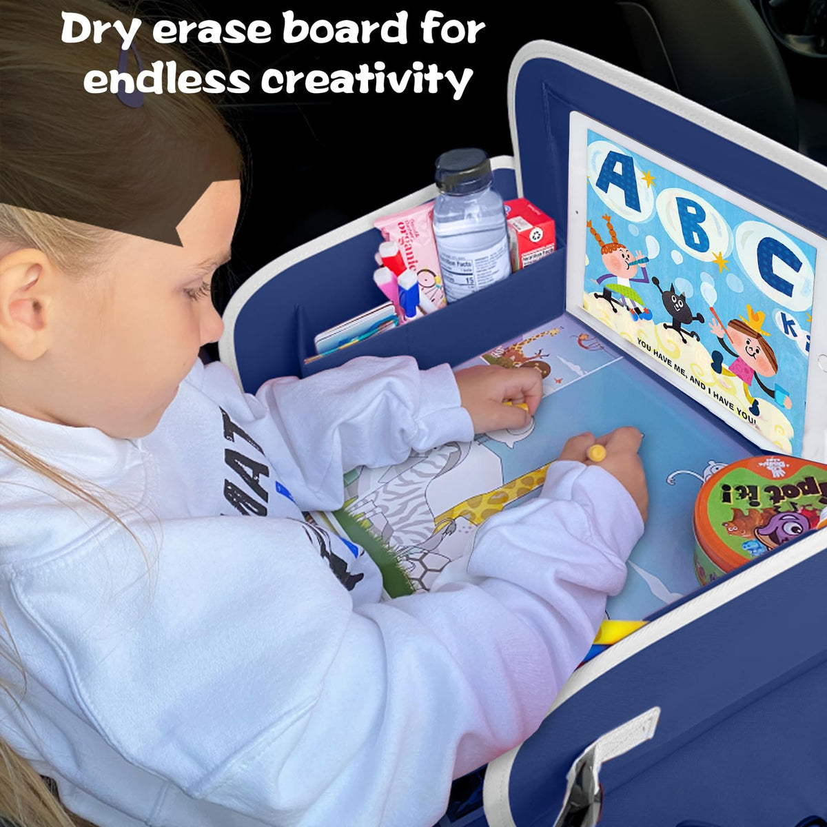 Car Seat Tray for Kids (Navy Space)
