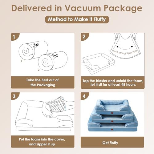 Orthopedic XXL Dog Bed (Washed Blue / 46.0"l X 35.0"w X 7.5"th)