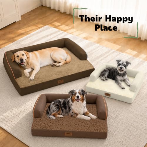 Orthopedic Comfy Washable Dog Bed with Bolster for Medium Small Dogs (28.0"L x 21.0"W x 6"Th / Brown)