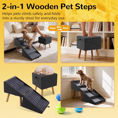 17.13" H Dog Ramp for Couch (Matte Black / XL(17.13”H))