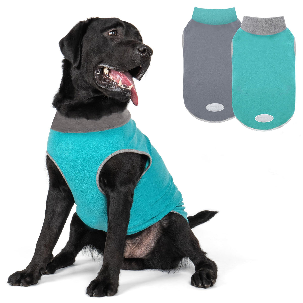2 Pack Fleece Dog Sweater Pullover Lightweight Reflective Jacket (XX-Large / 1# Teal & Grey)