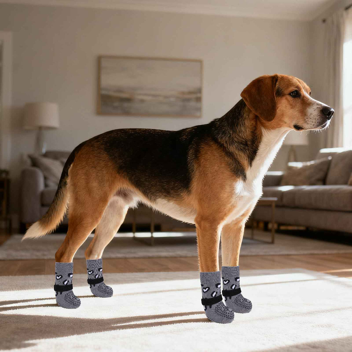 Dog Socks for Hot (Leopard Grey / X-Large (4 Pack))