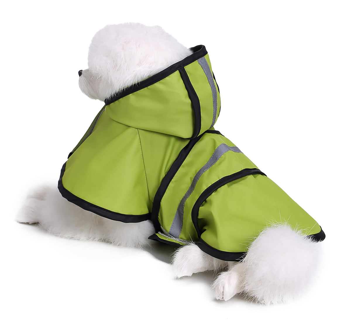 Dog Raincoat Hooded Reflective Waterproof Slicker Poncho (Green / S(3-4 pound))