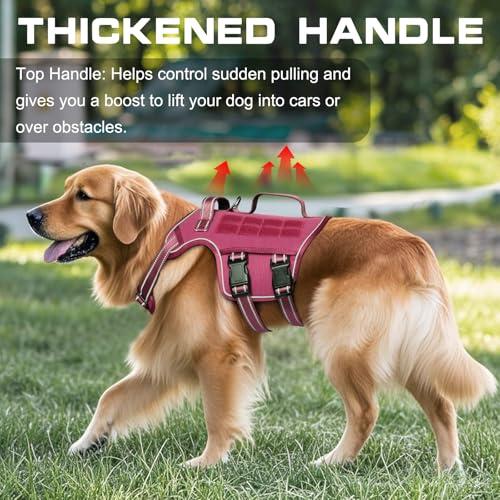 Dog Harness Tactical No Pull for Small Sized Dog with Handle (Pink / S(Neck:16-22",Chest:20-28"),18-35 lbs)
