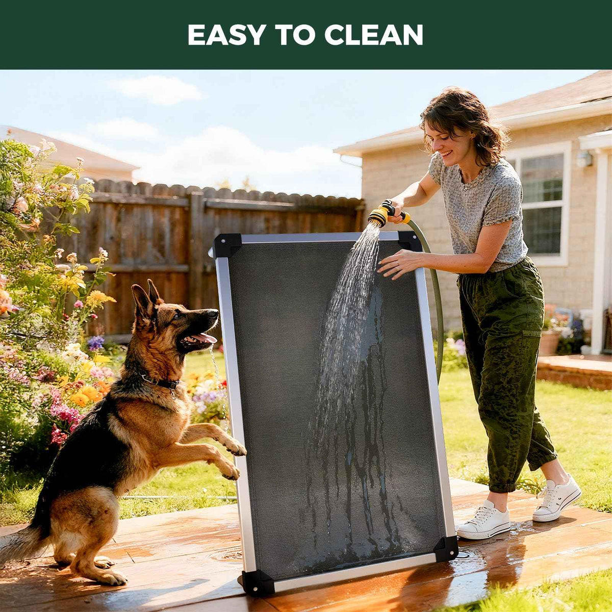 Rollick Dog Playpen with Cooling Mesh Dog Bed (Black / 40"H)