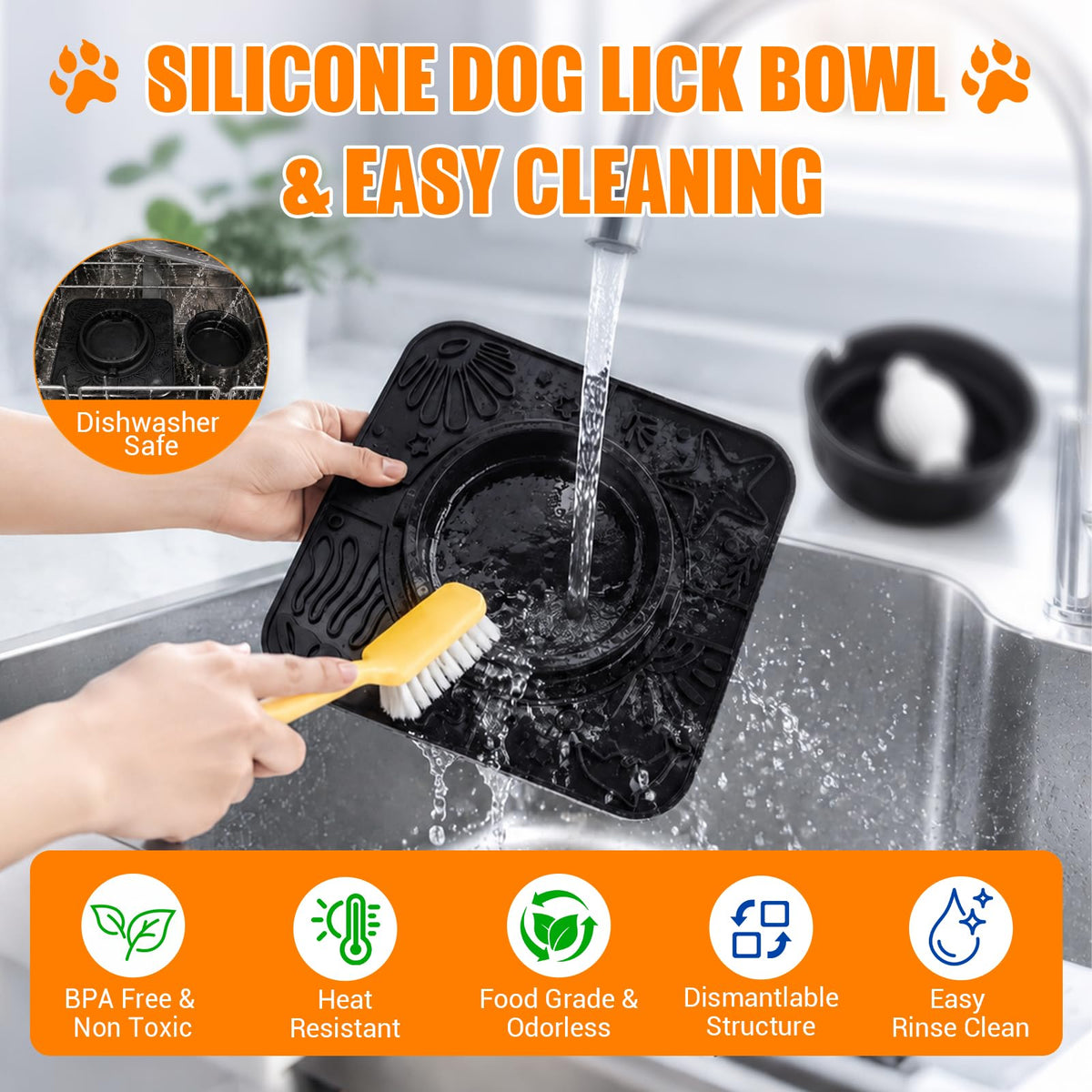 Large Dog Lick Bowl with Rolling Ball (Black)
