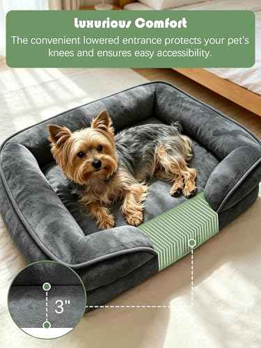 Orthopedic Dog Bed with Sides (24.0"L x 18.0"W x 6.0"Th / Dark Grey)