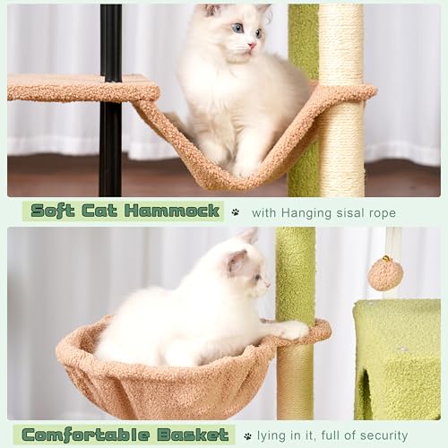 Cat Tree 43.3'' Cat Tower with Hammock for Kittens GCT004SGY (43.3 inches / Green and yellow)