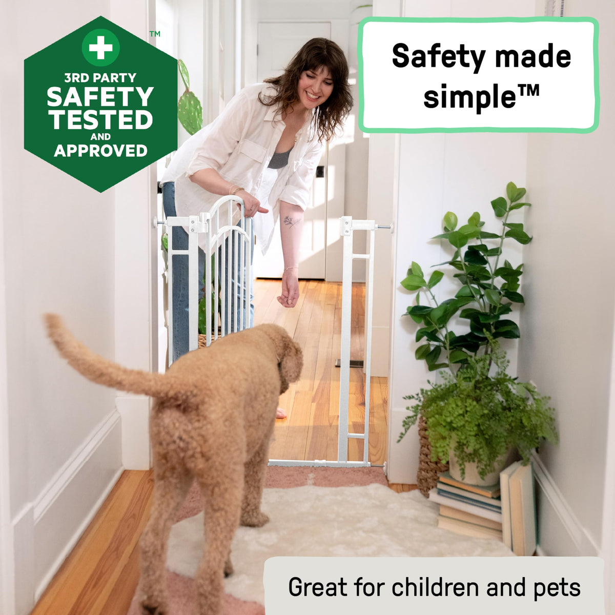 Decorative Extra Tall Baby Gate & Dog Gate (White / 28.5"-48" W x 36" H)