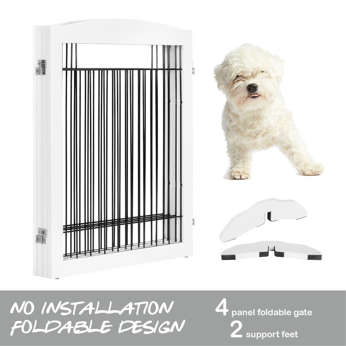 Extra Wide Dog gate for The House (White / 【4 Panels】96"W x 32"H)