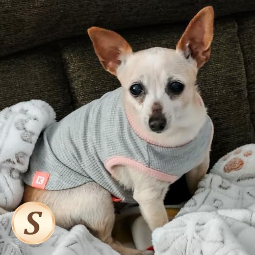 2Pack Waffle Dog Shirt for Small Dogs Striped Dog Sweater Tank Top (Small (4-7lbs) / 2Pack(Pink+Striped))