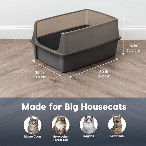 XX Large High Sided Cat Litter Box (XXL / Gray)