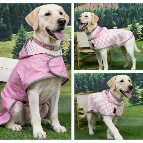 Waterproof Dog Raincoat Reversible (Rose Pink / Medium(13-22lb))
