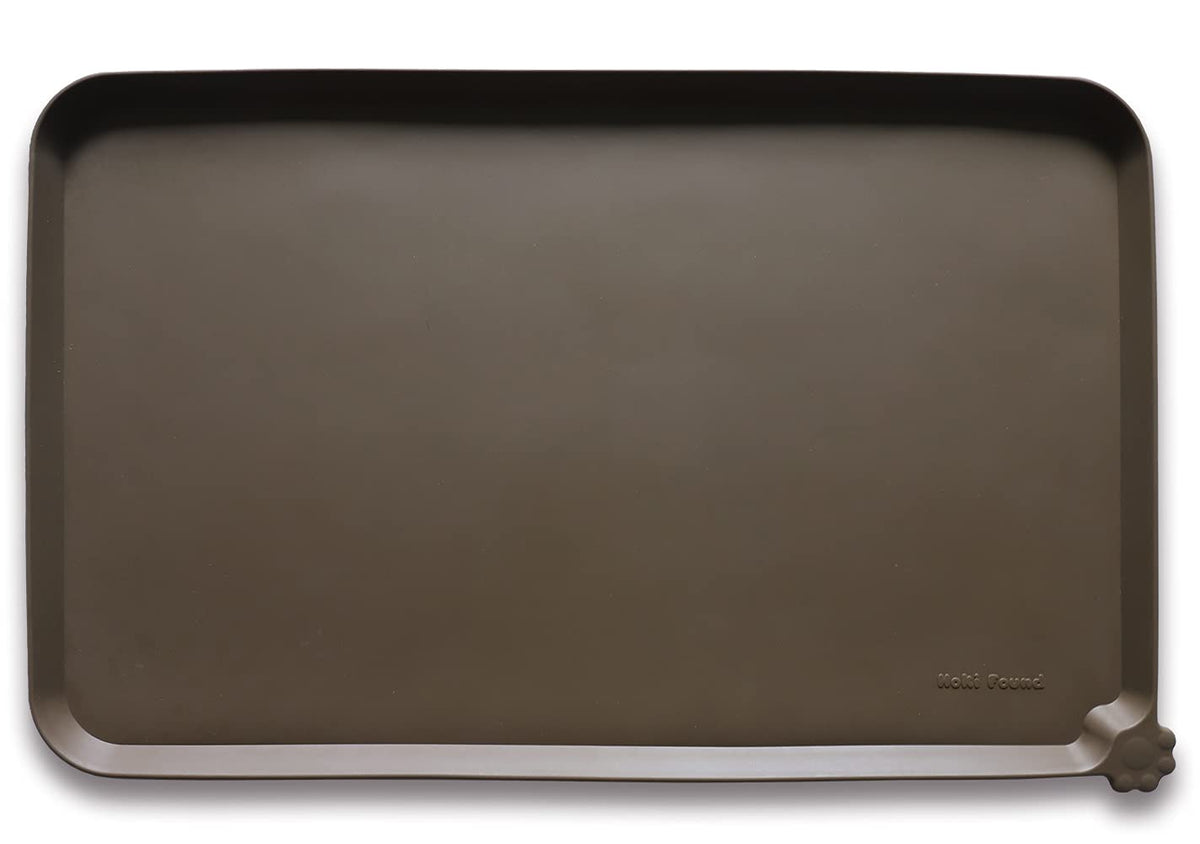 L Silicone Pet Food Mats Tray (22" x 14" / Coffee)