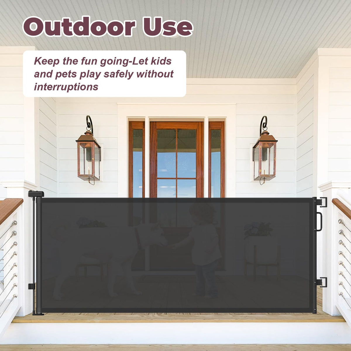 76" Retractable Baby Gates Extra Wide (Black / 34" Tall x 76" Wide)