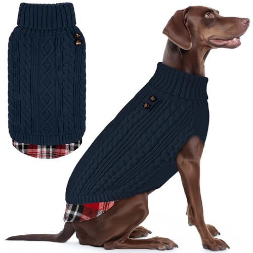 Dog Sweater for Medium Large Dogs Turtleneck Thick Knit Pullover (XX-Large (35-60lbs) / 4# Navyblue)
